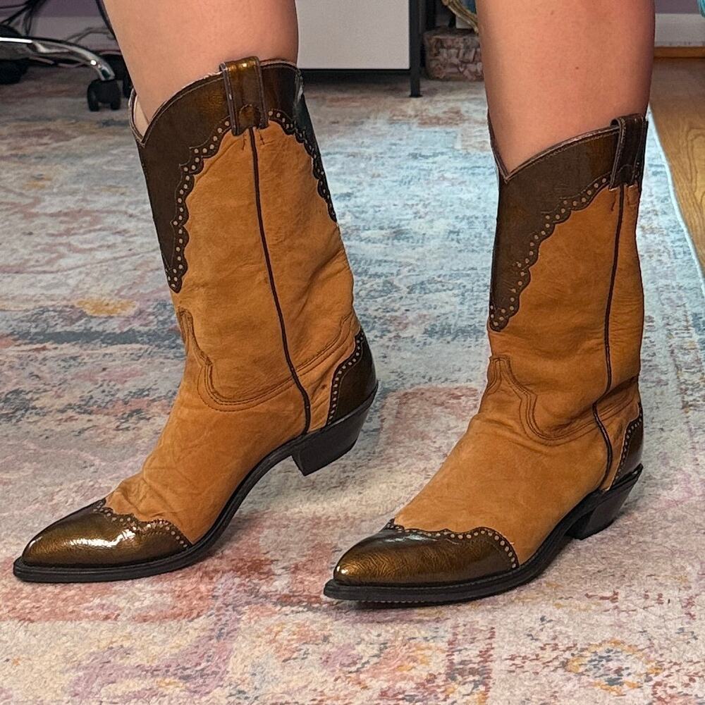 Vintage Y2K brown leather cowboy western boots